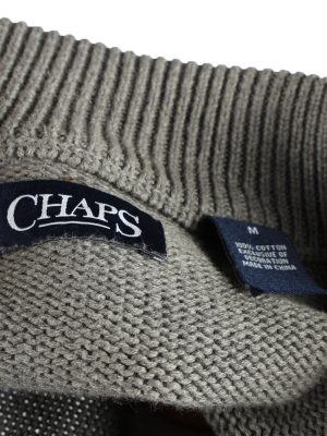 Chaps Zip Neck Jumper Pullover Vintage Mens M Grey -IL2367-152438