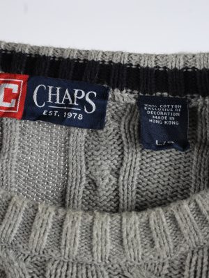 Chaps Crew Neck Jumper Pullover Vintage Mens L Grey -IL2370-152450