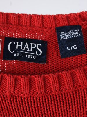 Chaps Crew Neck Jumper Pullover Vintage Mens L Red -IL2372-152458