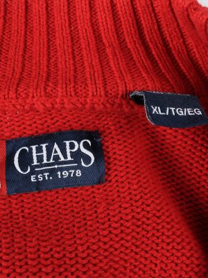 Chaps Zip Neck Jumper Pullover Vintage Mens XL Red -IL2374-152466