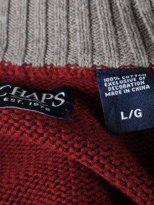 Chaps Zip Neck Jumper Pullover Vintage Mens L Bordeaux -IL2375-152470