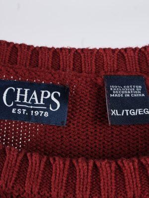 Chaps Crew Neck Jumper Pullover Vintage Mens XL Bordeaux -IL2379-152486