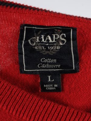 Chaps V Neck Jumper Pullover Vintage Mens L Red -IL2380-152490