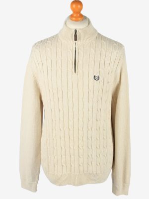 Chaps Zip Neck Jumper Pullover Vintage Mens L White -IL2382-0