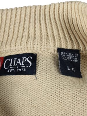 Chaps Zip Neck Jumper Pullover Vintage Mens L White -IL2382-152498
