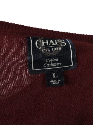 Chaps V Neck Jumper Pullover Vintage Mens L Plum -IL2383-152502