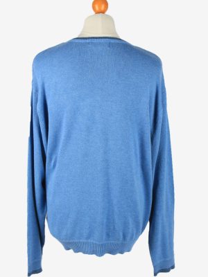 Chaps V Neck Jumper Pullover Vintage Mens L Blue -IL2384-152505