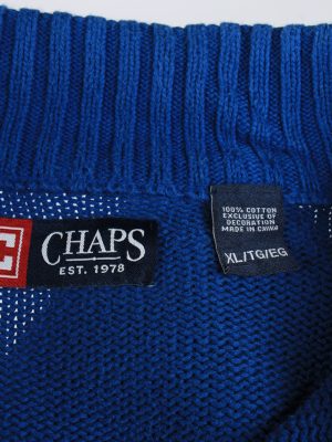 Chaps Zip Neck Jumper Pullover Vintage Mens XL Blue -IL2385-152510