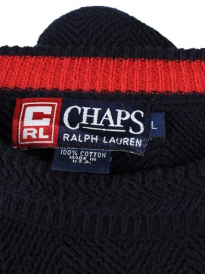 Chaps Crew Neck Jumper Pullover Vintage Mens L Navy -IL2387-152518