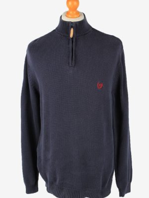 Chaps Zip Neck Jumper Pullover Vintage Mens L Navy -IL2389-0