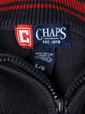 Chaps Zip Neck Jumper Pullover Vintage Mens L Navy -IL2389-152526