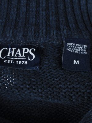 Chaps Button Neck Jumper Pullover Vintage Mens M Navy -IL2390-152530