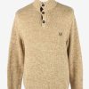 Chaps Button Neck Jumper Pullover Vintage Mens L Light Brown -IL2392-0