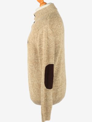 Chaps Button Neck Jumper Pullover Vintage Mens L Light Brown -IL2392-152536