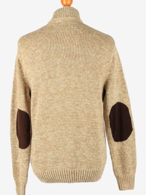 Chaps Button Neck Jumper Pullover Vintage Mens L Light Brown -IL2392-152537