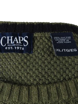Chaps Crew Neck Jumper Pullover Vintage Mens XL Green -IL2393-152542
