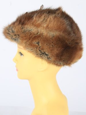 Russian Fur Cossack Feather Hat Vintage Womens 1990s Brown -HAT1718-150708