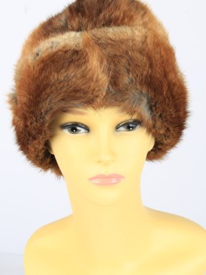 Russian Fur Cossack Hat Vintage Womens 1980s Brown -HAT1678-0