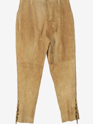 Genuine Suede Leather Trouser Jeans Country Line Vintage Womens Size 30 Coffee -J5142-150424