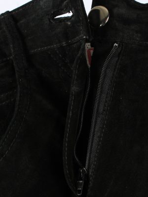 Genuine Suede Leather Trouser Jeans Frontline Vintage Womens Size UK 10 Black -J5146-150441