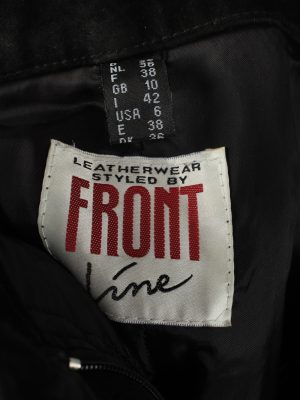 Genuine Suede Leather Trouser Jeans Frontline Vintage Womens Size UK 10 Black -J5146-150442