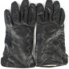 Leather Gloves Lined Vintage Womens Black -G443-0