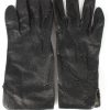 Leather Gloves Vintage Womens Black -G444-0