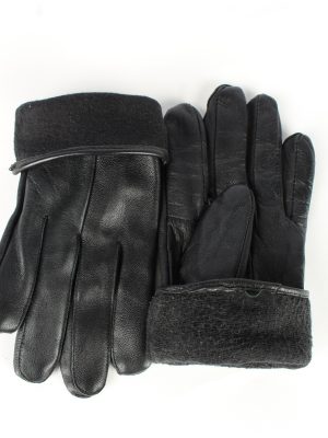 Leather Gloves Lined Vintage Womens Black -G446-151974