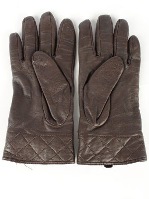Leather Gloves Lined Vintage Womens Brown -G450-152051