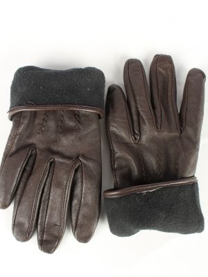Leather Gloves Lined Vintage Womens Brown -G450-152052