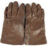 Leather Gloves Lined Vintage Womens 7" Brown -G391-0