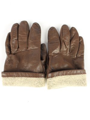 Leather Gloves Lined Vintage Womens 7" Brown -G391-151528