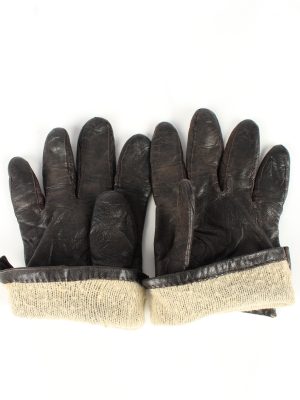 Leather Gloves Lined Vintage Womens 8" Brown -G401-151568