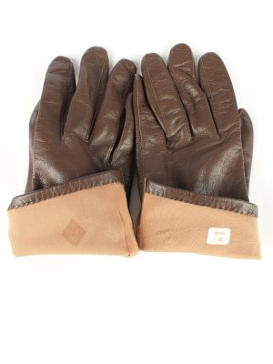 Leather Gloves Lined Vintage Womens Brown -G301-150809