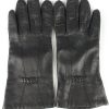 Leather Gloves Lined Vintage Womens Black -G303-0