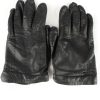 Leather Gloves Lined Vintage Womens Black -G304-0