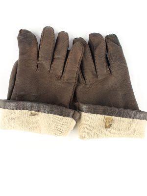 Leather Gloves Lined Vintage Womens 8 Brown -G311-150849