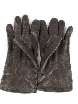 Leather Gloves Lined Vintage Mens Black -G314-150860