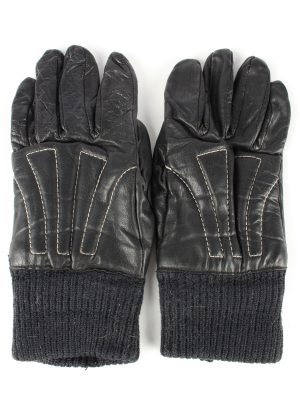 Leather Motorcycle Gloves Lined Vintage Mens 8" Black -G415-0