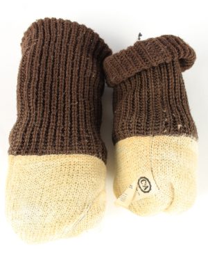 Faux Leather Gloves Lined Vintage Womens 7" Brown -G428-151781