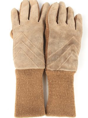 Suede Leather Gloves Lined Vintage Womens 6.5" Brown -G429-0