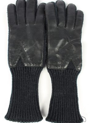 Leather Gloves Vintage Womens 7" Black -G430-0