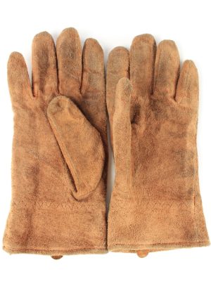 Suede Leather Gloves Lined Vintage Womens 8" Brown -G431-151789