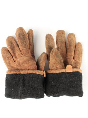 Suede Leather Gloves Lined Vintage Womens 8" Brown -G431-151790