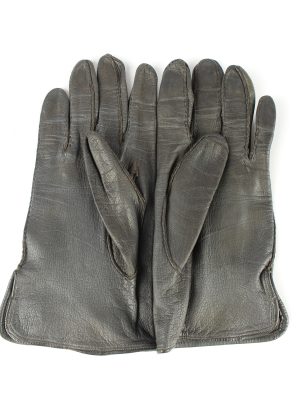 Leather Gloves Vintage Womens 7.5" Grey -G434-151798