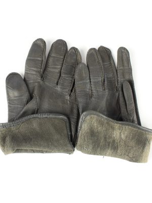 Leather Gloves Vintage Womens 7.5" Grey -G434-151799