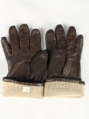 Leather Gloves Lined Vintage Womens Brown -G364-151301