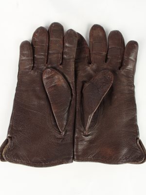 Leather Gloves Lined Vintage Womens Brown -G366-151307