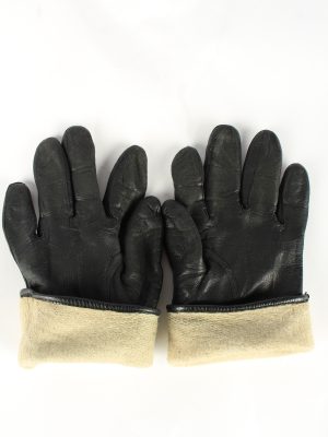 Leather Gloves Lined Vintage Womens Black -G373-151336