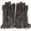 Leather Gloves Lined Vintage Womens Brown -G381-0